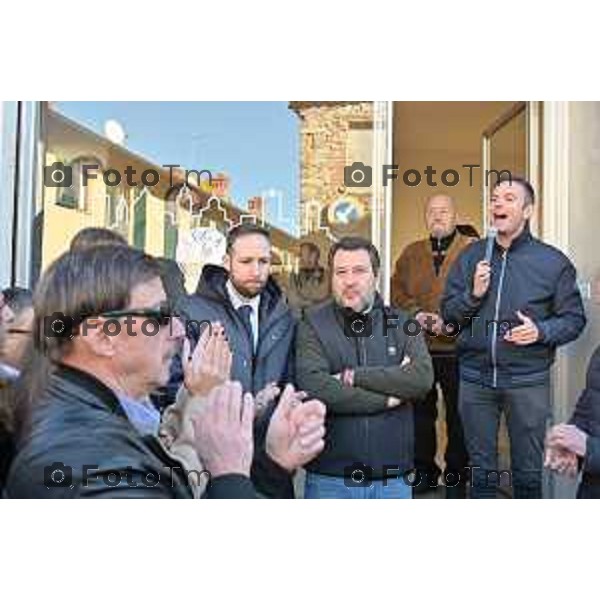 Tiziano Manzoni/LaPresse 11-01- 2023 Bergamo, Italia Cronaca Bergamo Bergamo nuova sede Lega alla Grumellina con Salvini