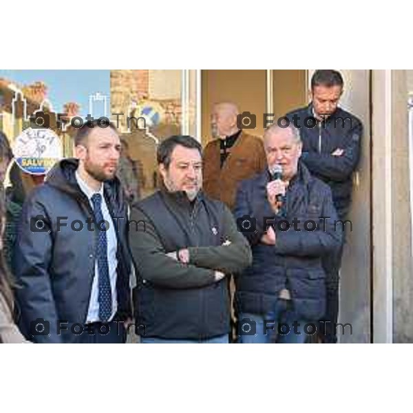 Tiziano Manzoni/LaPresse 11-01- 2023 Bergamo, Italia Cronaca Bergamo Bergamo nuova sede Lega alla Grumellina con Salvini