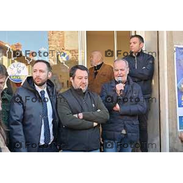 Tiziano Manzoni/LaPresse 11-01- 2023 Bergamo, Italia Cronaca Bergamo Bergamo nuova sede Lega alla Grumellina con Salvini