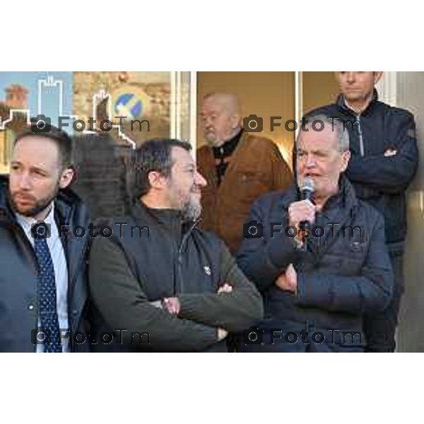 Tiziano Manzoni/LaPresse 11-01- 2023 Bergamo, Italia Cronaca Bergamo Bergamo nuova sede Lega alla Grumellina con Salvini