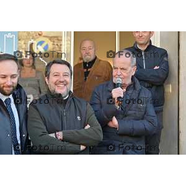 Tiziano Manzoni/LaPresse 11-01- 2023 Bergamo, Italia Cronaca Bergamo Bergamo nuova sede Lega alla Grumellina con Salvini