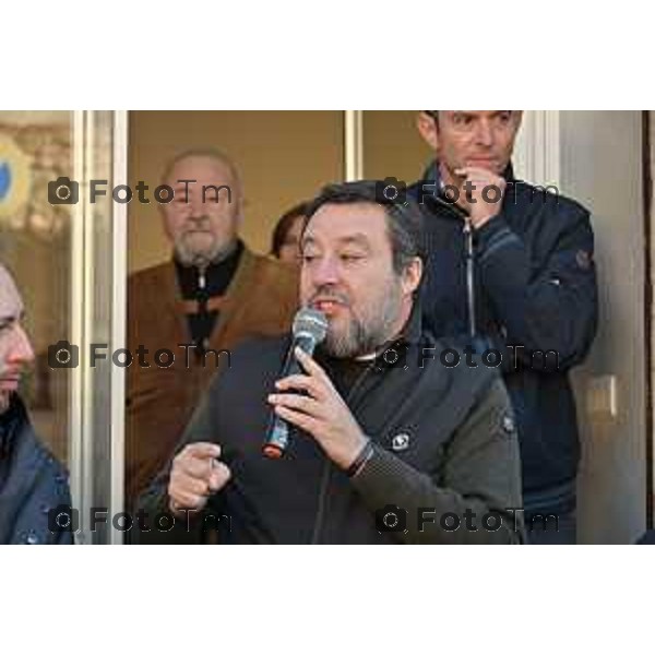 Tiziano Manzoni/LaPresse 11-01- 2023 Bergamo, Italia Cronaca Bergamo Bergamo nuova sede Lega alla Grumellina con Salvini