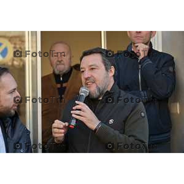 Tiziano Manzoni/LaPresse 11-01- 2023 Bergamo, Italia Cronaca Bergamo Bergamo nuova sede Lega alla Grumellina con Salvini