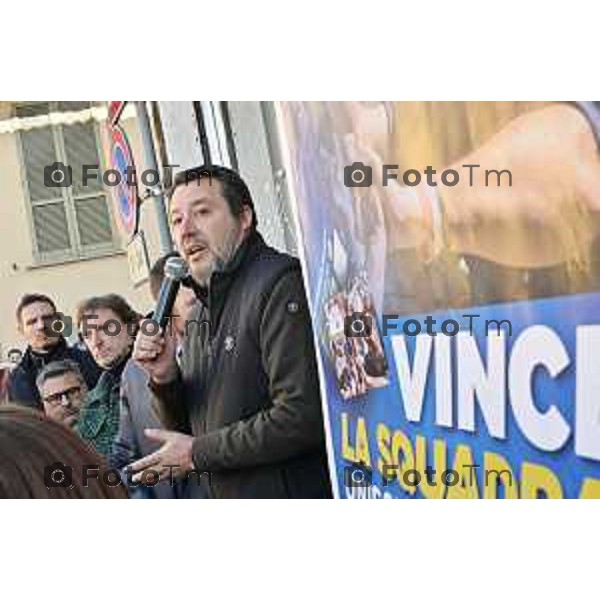 Tiziano Manzoni/LaPresse 11-01- 2023 Bergamo, Italia Cronaca Bergamo Bergamo nuova sede Lega alla Grumellina con Salvini