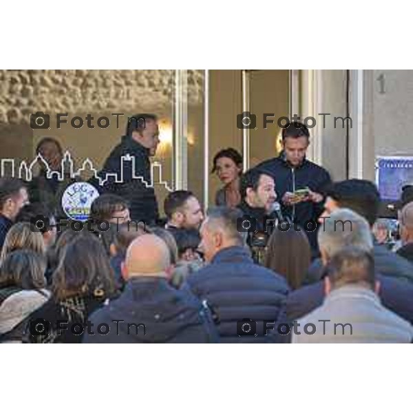 Tiziano Manzoni/LaPresse 11-01- 2023 Bergamo, Italia Cronaca Bergamo Bergamo nuova sede Lega alla Grumellina con Salvini