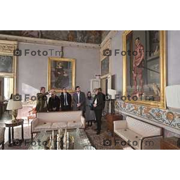 Tiziano Manzoni/LaPresse 17-11- 2023 Bergamo, Italia Cronaca Bergamo Bergamo Apertura palazzo Moroni dopo il restauro Marco Magnifico Presidente FAI Fondo per l’Ambiente Italiano Lucretia Moroni Presidente Fondazione Museo di Palazzo Moroni Andrea Tremaglia on