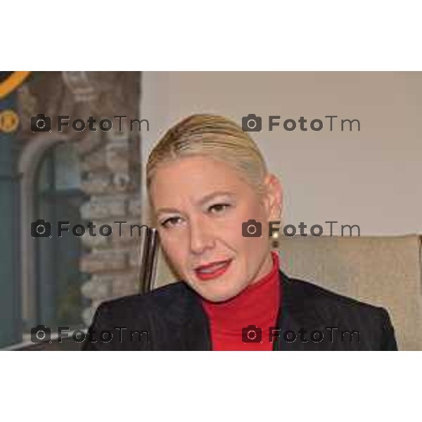 Foto Manzoni Tiziano/LaPresse 21-11-2023 Bergamo Italia- Cronaca Orhan Bergamo convegno incentivo imprenditoria femminile Sacbo UPS Valentina Picca Bianchi Presidente del Comitato Impresa Donna del Ministero delle Imprese e del Made in Italy (dolcevita rosso)