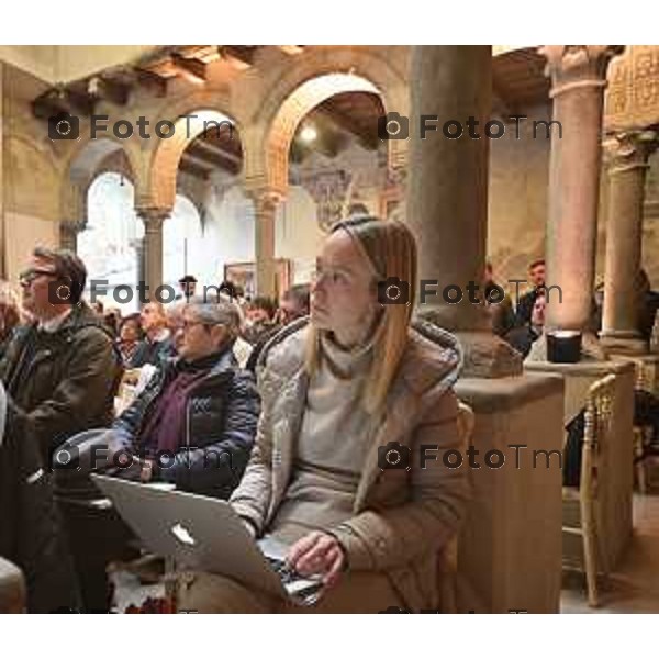 Foto Manzoni Tiziano/LaPresse 30-11-2023 Bergamo Italia- Cronaca mostra LE MURA NELLA STORIA. Tesori di una città-fortezza del Rinascimento. MICHELA OFFREDI La mostra Sala dei Giuristi nel Museo del Cinquecento in Palazzo del Podestà, Piazza Vecchia a Bergamo.