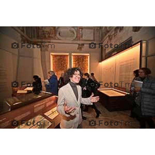 Foto Manzoni Tiziano/LaPresse 30-11-2023 Bergamo Italia- Cronaca mostra LE MURA NELLA STORIA. Tesori di una città-fortezza del Rinascimento. Frigeni La mostra Sala dei Giuristi nel Museo del Cinquecento in Palazzo del Podestà, Piazza Vecchia a Bergamo.