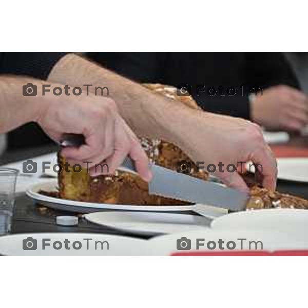 Foto Manzoni Tiziano/LaPresse 1-12-2023 Bergamo Italia- Cronaca Bergamo 8 pasticceri bergmaschi decretano il panettone migliorenella redazione del corriere Bg