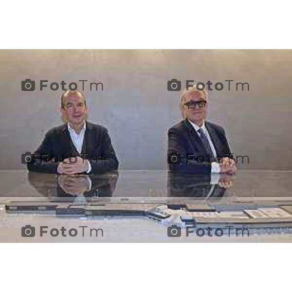 Foto Manzoni Tiziano/LaPresse 13-12-2023 Bergamo Italia- Cronaca Bergamo ssede Sacbo aeroporto conferenza fine anno presidente Giovanni Sanga e il direttore generale Emilio Bellingardi