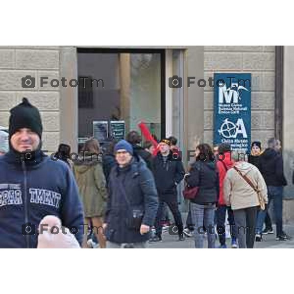 Foto Manzoni Tiziano/LaPresse 31-12-2023 Bergamo Italia- Cronaca Bergamo Alta turisti folla gente musei museo civico scienza apertura città Alta