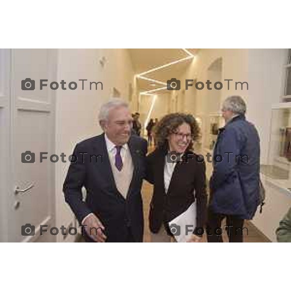 foto LaPresse Tiziano Manzoni 16/11/2018 Cronaca Bergamo -presentazione del Museo della fotografia Sestini L\'apertura alla stampa del museo Il Presidente della Siad, Roberto Sestini con il Il Direttore scientifico del Museo della storie di Bergamo, Roberta Frigeni