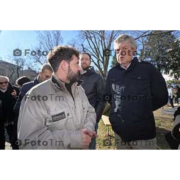 Foto Manzoni Tiziano/LaPresse 27-1-2024 Bergamo Italia- Cronaca Giorno della memoria primo incontro fa i due candidati sindaci Elena Carnevali e Andrea Pezzotta