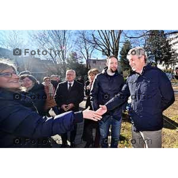 Foto Manzoni Tiziano/LaPresse 27-1-2024 Bergamo Italia- Cronaca Giorno della memoria primo incontro fa i due candidati sindaci Elena Carnevali e Andrea Pezzotta