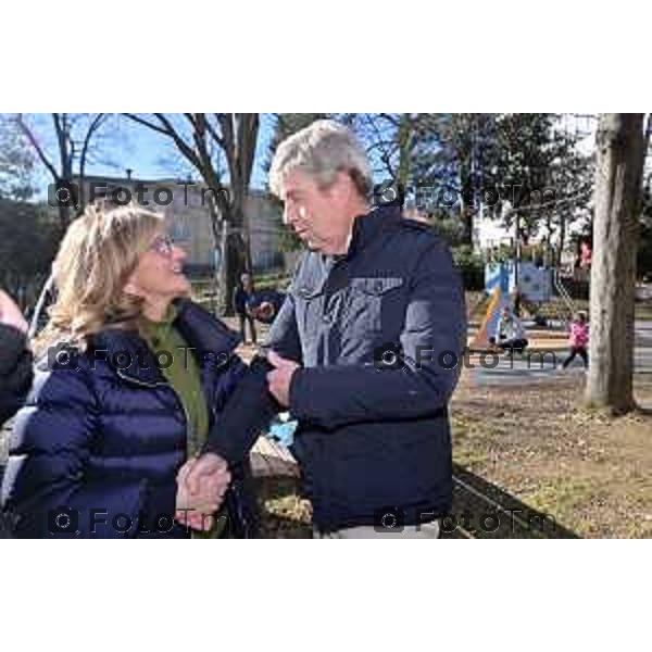 Foto Manzoni Tiziano/LaPresse 27-1-2024 Bergamo Italia- Cronaca Giorno della memoria primo incontro fa i due candidati sindaci Elena Carnevali e Andrea Pezzotta