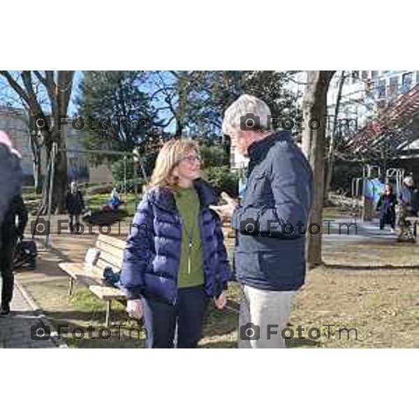 Foto Manzoni Tiziano/LaPresse 27-1-2024 Bergamo Italia- Cronaca Giorno della memoria primo incontro fa i due candidati sindaci Elena Carnevali e Andrea Pezzotta