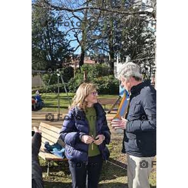 Foto Manzoni Tiziano/LaPresse 27-1-2024 Bergamo Italia- Cronaca Giorno della memoria primo incontro fa i due candidati sindaci Elena Carnevali e Andrea Pezzotta