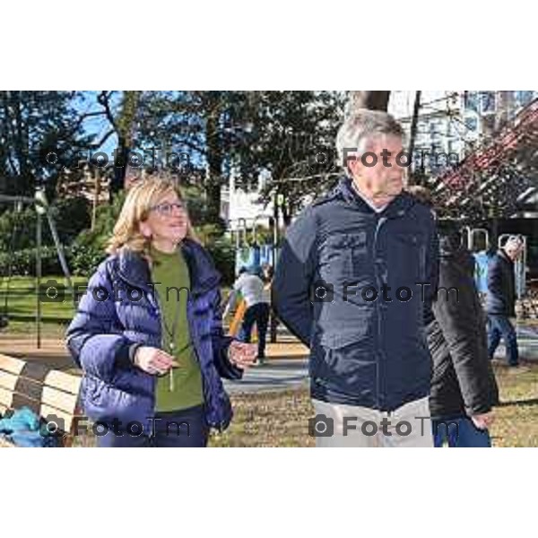 Foto Manzoni Tiziano/LaPresse 27-1-2024 Bergamo Italia- Cronaca Giorno della memoria primo incontro fa i due candidati sindaci Elena Carnevali e Andrea Pezzotta