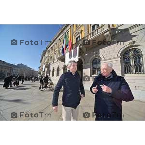 Foto Manzoni Tiziano/LaPresse 27-1-2024 Bergamo Italia- Cronaca Giorno della memoria primo incontro fa i due candidati sindaci Elena Carnevali e Andrea Pezzotta