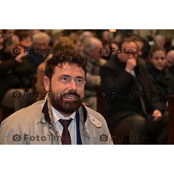 Foto Manzoni Tiziano/LaPresse 3-2-2024 Bergamo Italia- Cronaca Vittorio Sgarbi inaugura , "La porta del cielo", il nuovo museo Basilica Treviglio. parroco monsignor Norberto Donghi