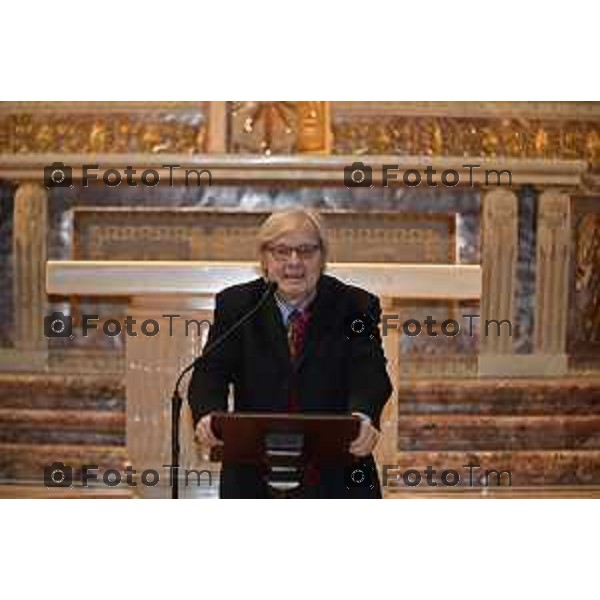 Foto Manzoni Tiziano/LaPresse 3-2-2024 Bergamo Italia- Cronaca Vittorio Sgarbi inaugura , "La porta del cielo", il nuovo museo Basilica Treviglio. parroco monsignor Norberto Donghi