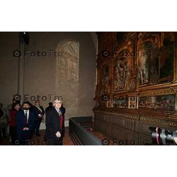 Foto Manzoni Tiziano/LaPresse 3-2-2024 Bergamo Italia- Cronaca Vittorio Sgarbi inaugura , "La porta del cielo", il nuovo museo Basilica Treviglio. parroco monsignor Norberto Donghi