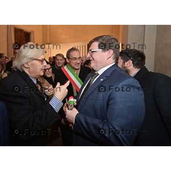 Foto Manzoni Tiziano/LaPresse 3-2-2024 Bergamo Italia- Cronaca Vittorio Sgarbi inaugura , "La porta del cielo", il nuovo museo Basilica Treviglio. parroco monsignor Norberto Donghi