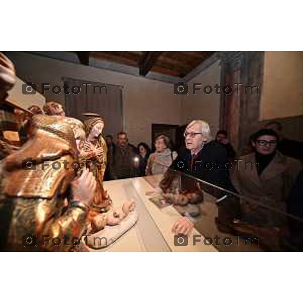 Foto Manzoni Tiziano/LaPresse 3-2-2024 Bergamo Italia- Cronaca Vittorio Sgarbi inaugura , "La porta del cielo", il nuovo museo Basilica Treviglio. parroco monsignor Norberto Donghi