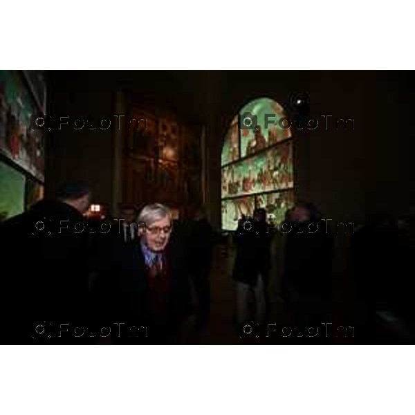 Foto Manzoni Tiziano/LaPresse 3-2-2024 Bergamo Italia- Cronaca Vittorio Sgarbi inaugura , "La porta del cielo", il nuovo museo Basilica Treviglio. parroco monsignor Norberto Donghi