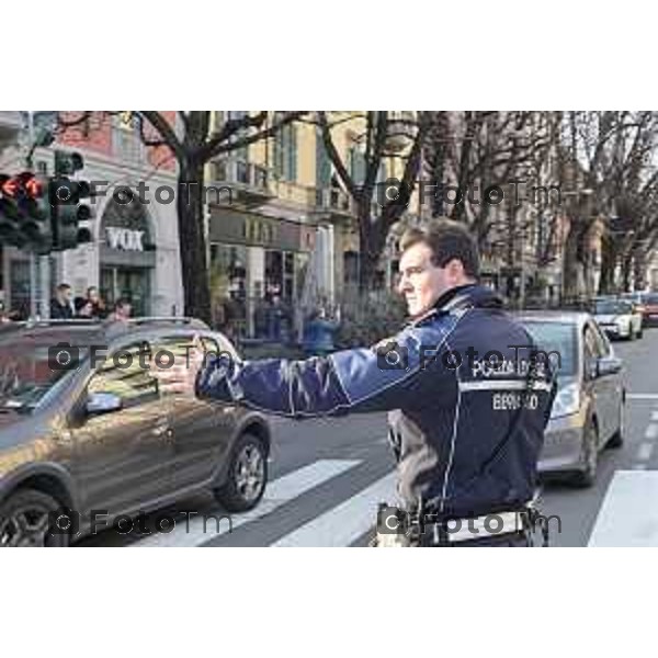 Foto Manzoni Tiziano/LaPresse 9-02-2024 Bergamo Italia- Cronaca Bergamo polizia locale Vigili controllo traffico