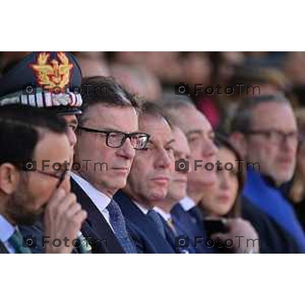 Foto Manzoni Tiziano/LaPresse 16-03-2023 Bergamo Italia- Cronaca cerimonia del Giuramento solenne degli Allievi Ufficiali guardia di Finanza del 123° Corso «Monte Sperone IV»Ministro dell’Economia e delle Finanze, On. Giancarlo Giorgetti, del Comandante Generale della Guardia di Finanza, Generale di Corpo d’Armata Andrea De Gennaro