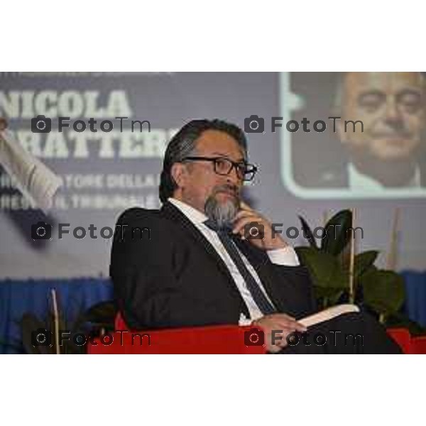 Tiziano Manzoni/LaPresse 18--04- 2024 Bergamo, Italia Cronaca Sanpellegrino Terme Bergamo cittadinanza onoraria a Nicola Gratteri magistrato antimafia. Fausto Galizzi.