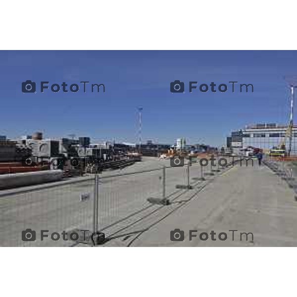Tiziano Manzoni/LaPresse 19--04- 2024 Bergamo, Italia Cronaca Bergamo cerimonia apertura cantiere terminal est - Aeroporto Milano Orio Al Serio .