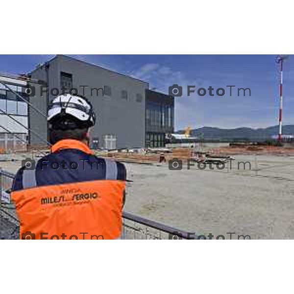 Tiziano Manzoni/LaPresse 19--04- 2024 Bergamo, Italia Cronaca Bergamo cerimonia apertura cantiere terminal est - Aeroporto Milano Orio Al Serio .