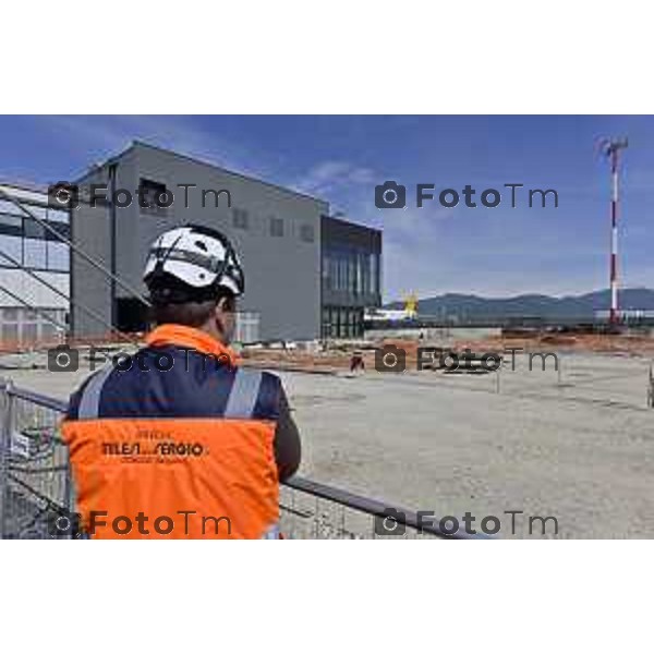 Tiziano Manzoni/LaPresse 19--04- 2024 Bergamo, Italia Cronaca Bergamo cerimonia apertura cantiere terminal est - Aeroporto Milano Orio Al Serio .