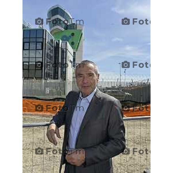 Tiziano Manzoni/LaPresse 19--04- 2024 Bergamo, Italia Cronaca Bergamo cerimonia apertura cantiere terminal est - Aeroporto Milano Orio Al Serio .