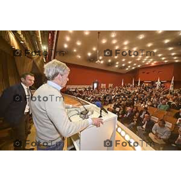 Tiziano Manzoni/LaPresse 20-04- 2024 Bergamo, Italia Cronaca Bergamo Ministro Giorgetti e convegno Lega