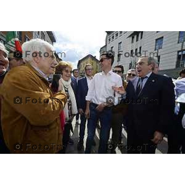 Tiziano Manzoni/LaPresse 4--05- 2024 Bergamo, Italia Cronaca Bergamo Incontro Maurizio Gasparri stampa Forza Italia in via XX settembe Pezzotta Andrea Giorgetti