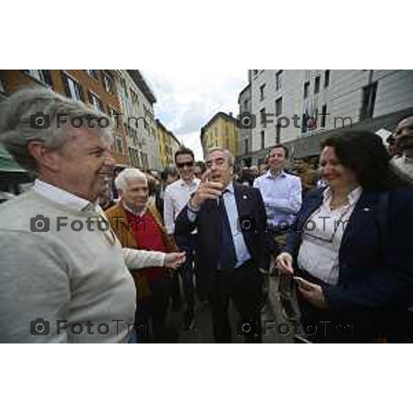 Tiziano Manzoni/LaPresse 4--05- 2024 Bergamo, Italia Cronaca Bergamo Incontro Maurizio Gasparri stampa Forza Italia in via XX settembe Pezzotta Andrea Giorgetti