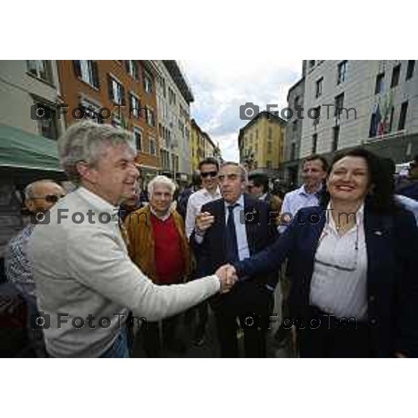 Tiziano Manzoni/LaPresse 4--05- 2024 Bergamo, Italia Cronaca Bergamo Incontro Maurizio Gasparri stampa Forza Italia in via XX settembe Pezzotta Andrea Giorgetti