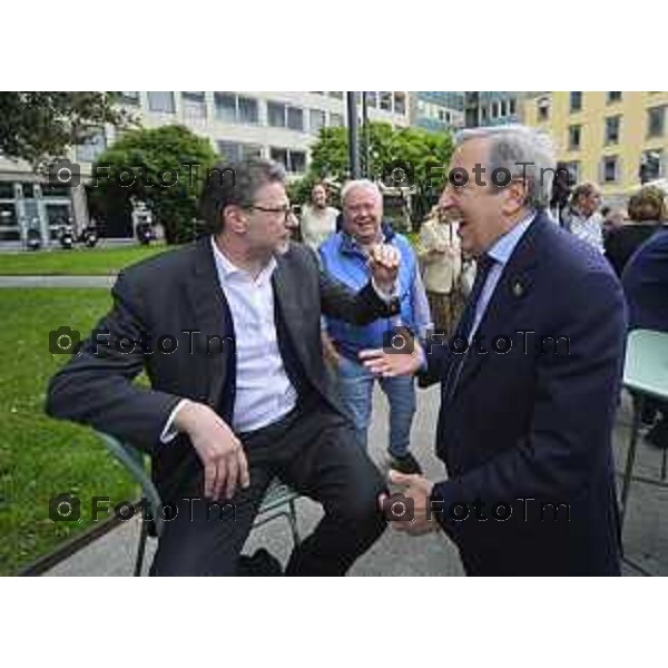 Tiziano Manzoni/LaPresse 4--05- 2024 Bergamo, Italia Cronaca Bergamo Incontro Maurizio Gasparri stampa Forza Italia in via XX settembe Pezzotta Andrea Giorgetti