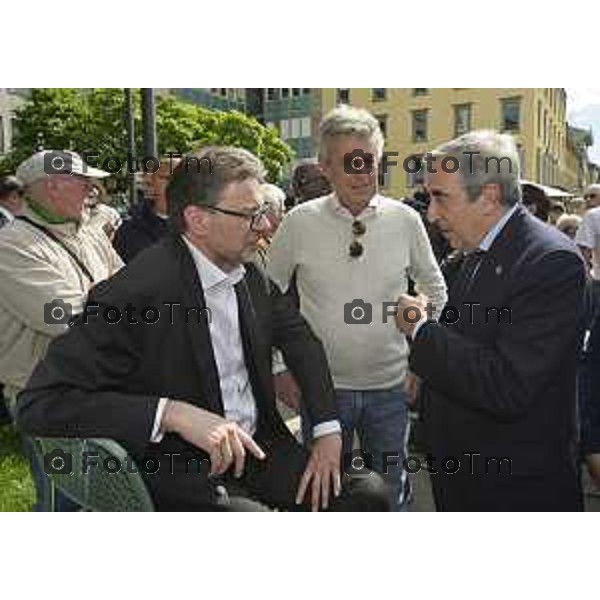 Tiziano Manzoni/LaPresse 4--05- 2024 Bergamo, Italia Cronaca Bergamo Incontro Maurizio Gasparri stampa Forza Italia in via XX settembe Pezzotta Andrea Giorgetti