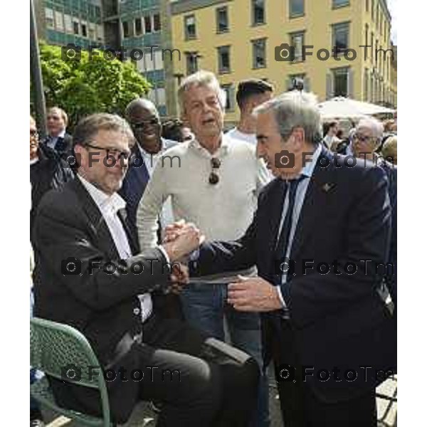 Tiziano Manzoni/LaPresse 4--05- 2024 Bergamo, Italia Cronaca Bergamo Incontro Maurizio Gasparri stampa Forza Italia in via XX settembe Pezzotta Andrea Giorgetti