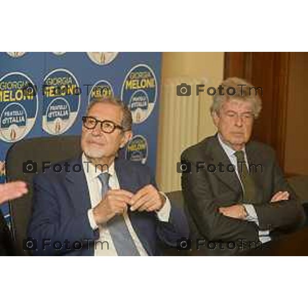 Tiziano Manzoni/LaPresse 7--05- 2024 Bergamo, Italia Cronaca Bergamo Incontro Pezzotta Andrea con Ministro Sebastiano Musumeci sede fratelli d\'italia