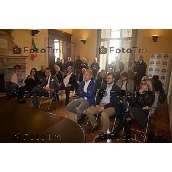 Tiziano Manzoni/LaPresse 7--05- 2024 Bergamo, Italia Cronaca Bergamo Incontro Pezzotta Andrea con Ministro Sebastiano Musumeci sede fratelli d\'italia