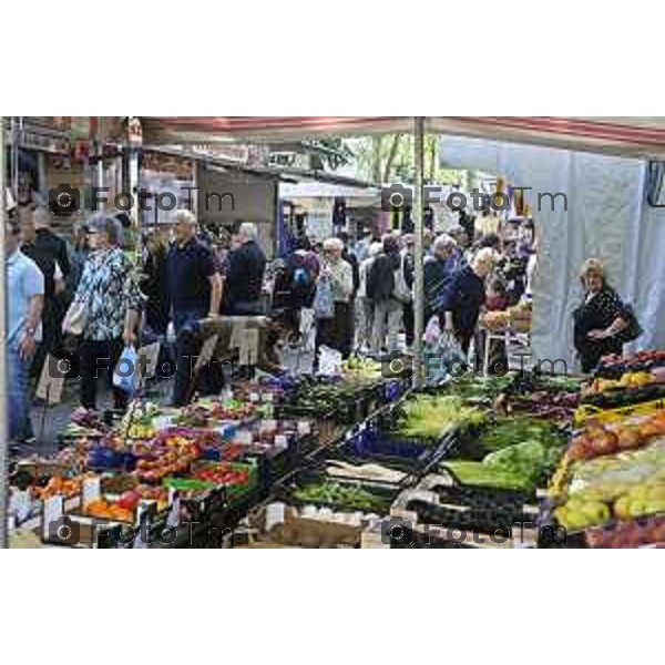 Tiziano Manzoni/LaPresse 18--05- 2024 Bergamo, Italia Cronaca Bergamo Mercato Monterosso quartiere banch pescheria ortofrutta