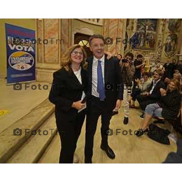 Tiziano Manzoni/LaPresse 30-05- 2024 Bergamo, Italia Cronaca Bergamo Matteo Renzi Auditoriumi San Sisto lista “Stati Uniti d’Europa” e la lista “Bergamo Europea” in corsa per le elezioni del comune di Bergamo, a sostegno della candidata sindaco Elena Carnevali. 2024