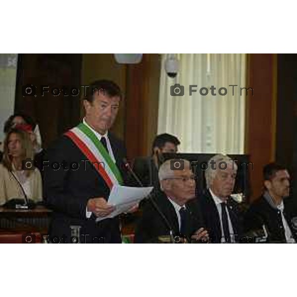 Tiziano Manzoni/LaPresse 31--05- 2024 Bergamo, Italia Cronaca Consiglio Comunale Straordinario Medaglia d\'oro all\'Atalanta B.C Bergamo Cerimonia comune medaglia d\'oro Riconoscenza Atalanta dopo coppa Uefa