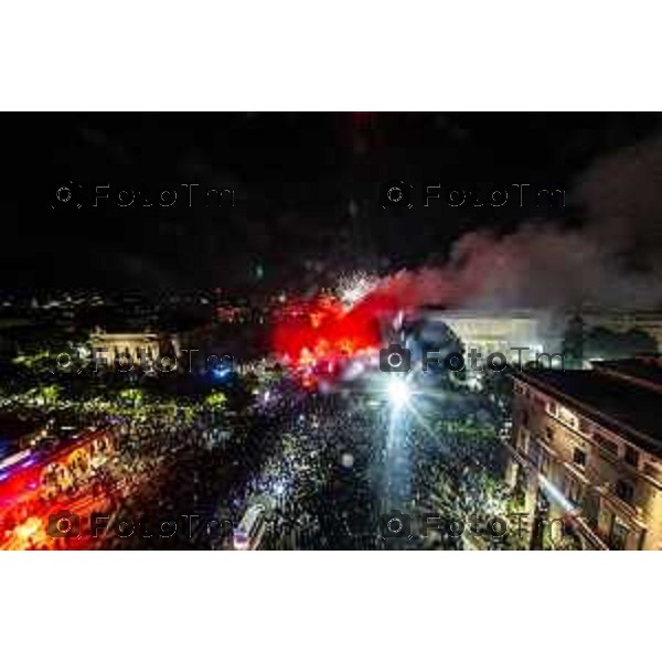 Tiziano Manzoni/LaPresse 31--05- 2024 Bergamo, Italia Cronaca Bergamo Celebrazione Atalanta per coppa UEFA con bus scoperto nelle vie della città